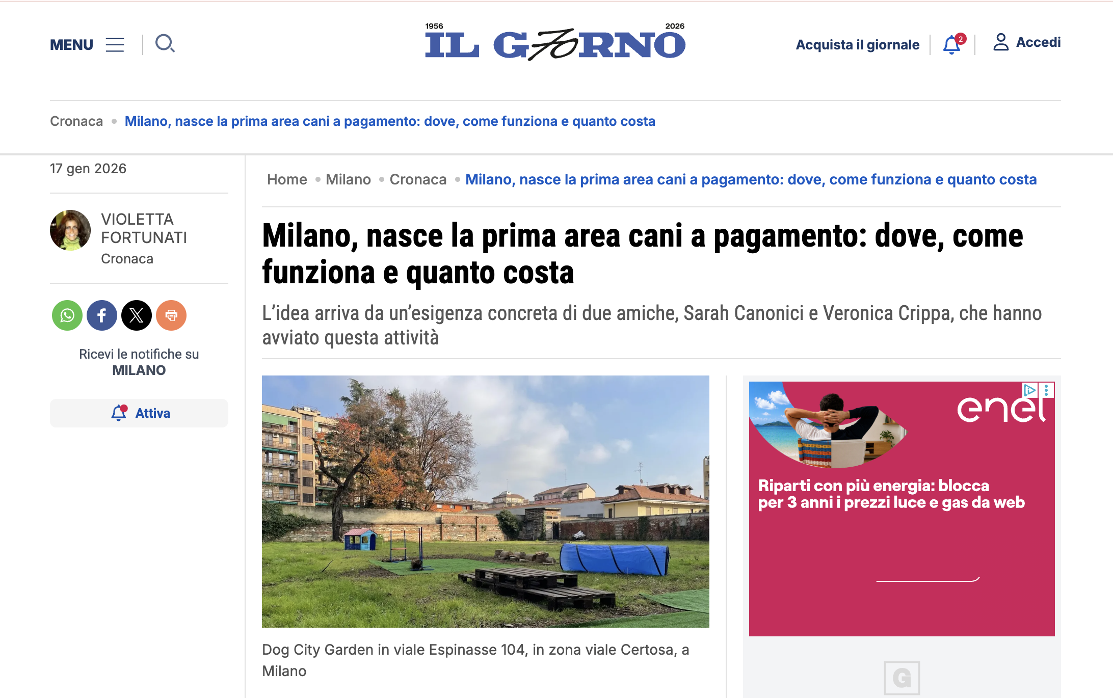Il Giorno, 17 gennaio 2026