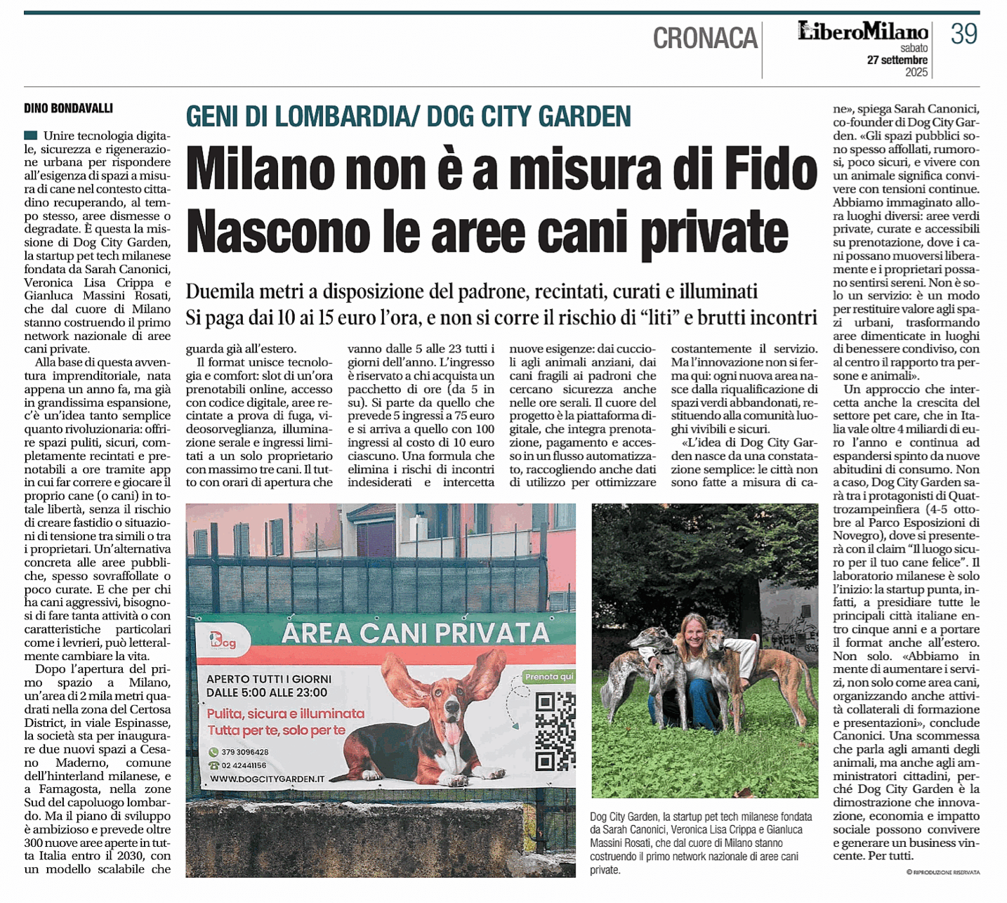 Libero, 27 settembre 2025